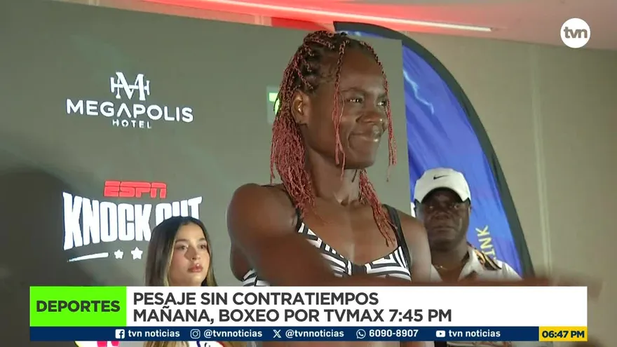 Boxing ring under bright lights during a live televised fight night in Panama