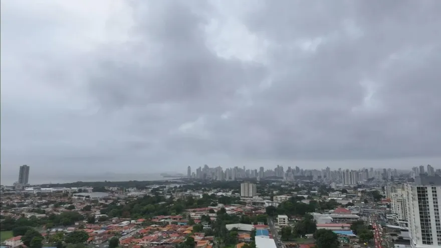Cloudy skies over Panama’s Pacific coast with ocean moisture moving inland