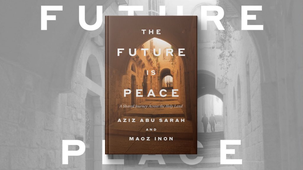 Two writers discussing peace and reconciliation in a book conversation about the Israeli-Palestinian conflict