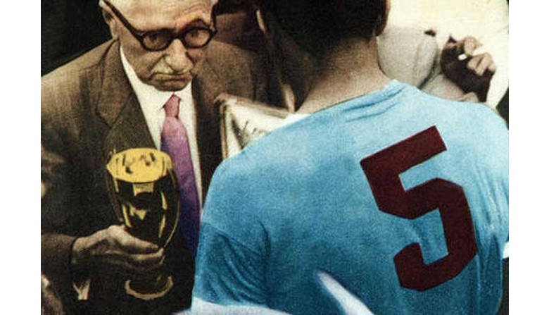Historic football shirts with player numbers displayed on the back, representing the origins of the modern jersey numbering system