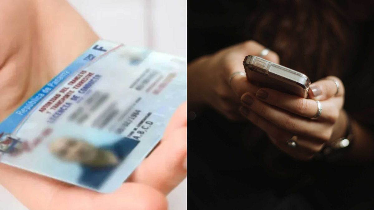 A driver holding a smartphone beside a physical license card, symbolizing Panama's upcoming digital driver’s license
