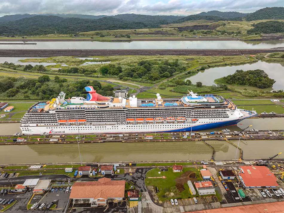 A Carnival Cruise Line ship at sea, highlighting job opportunities in the cruise industry for Panamanian workers