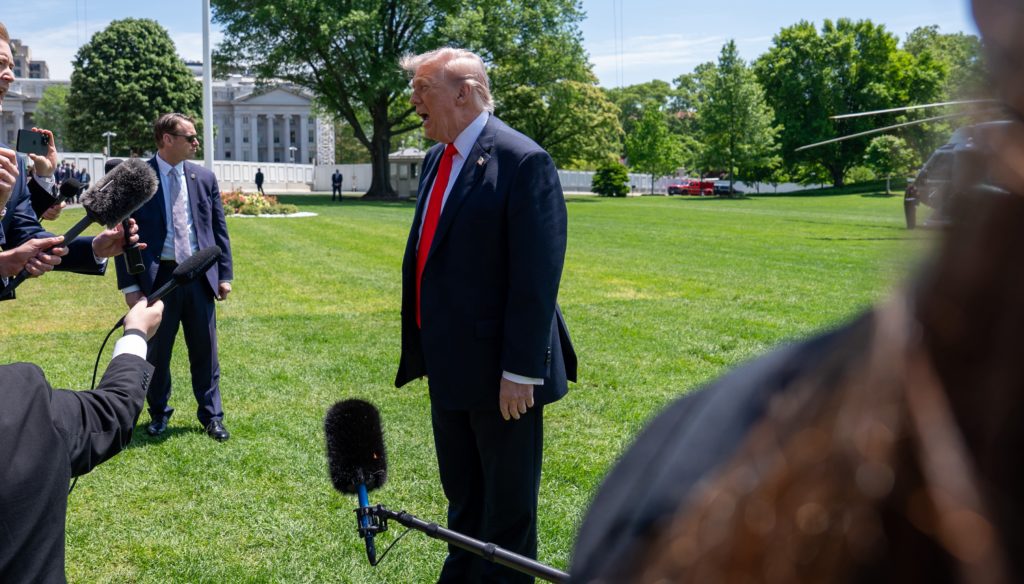 President Donald Trump speaking as tensions with Iran remain high
